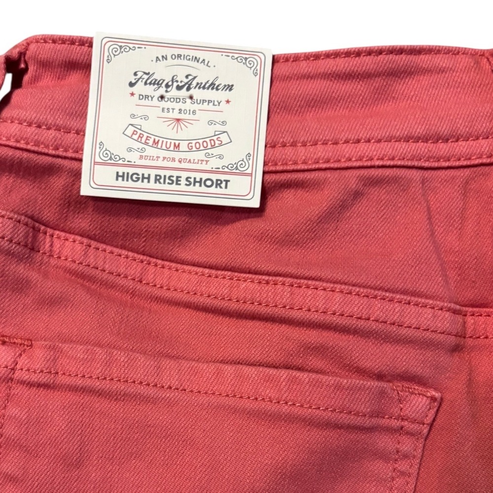 Flag &‎ Anthem Denim Shorts Cuffed Coral Pink Casual Everyday Size 6/28NWT - Picture 6 of 9